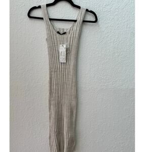 Peruvian Connection Sahara Aurelie Tank Ribbed Dress Beige Small NWT $200